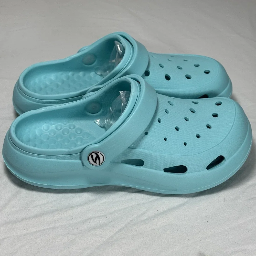 Kids Teal Clogs With‎ Charms Size US 2 EU 34 Slip On Sandals
